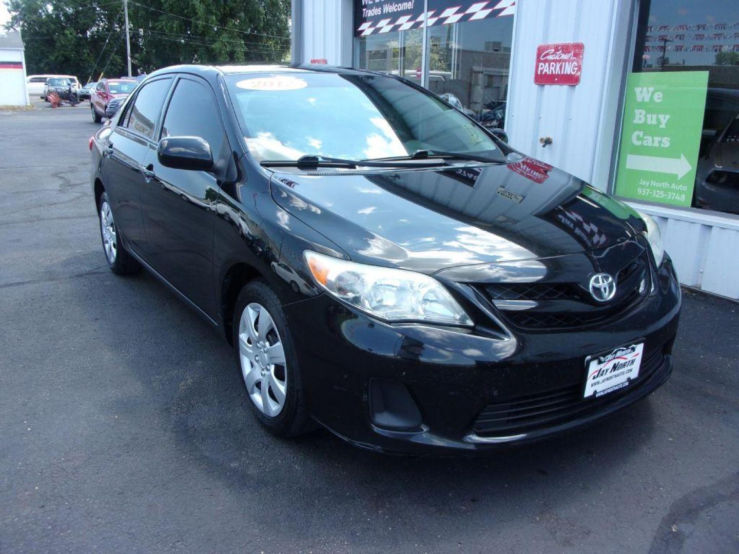 2012 BLACK TOYOTA COROLLA LE (2T1BU4EE5CC) with an 1.8L engine, Automatic transmission, located at 501 E. Columbia St., Springfield, OH, 45503, (800) 262-7122, 39.925262, -83.801796 - ***LE***Only 71k Miles***LOW MILES***New Tires***Manager Special***Serviced and Detailed*** Jay North Auto has offered hand picked vehicles since 1965! Our customer's enjoy a NO pressure buying experience with a small town feel. All of our vehicles get fully inspected and detailed. We are a pref - Photo#0