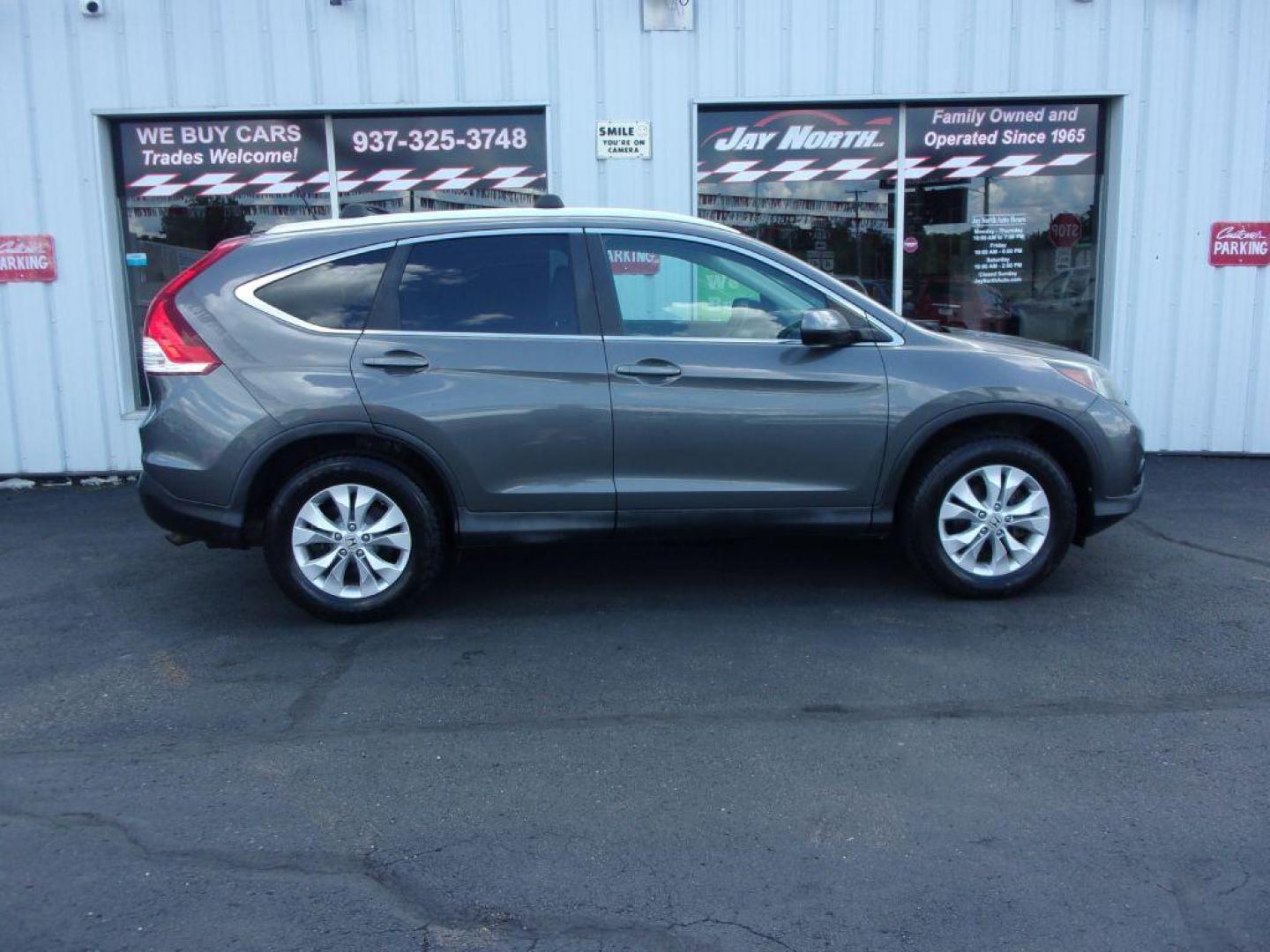 2014 GRAY HONDA CR-V EXL (2HKRM4H78EH) with an 2.4L engine, Automatic transmission, located at 501 E. Columbia St., Springfield, OH, 45503, (800) 262-7122, 39.925262, -83.801796 - Photo#0