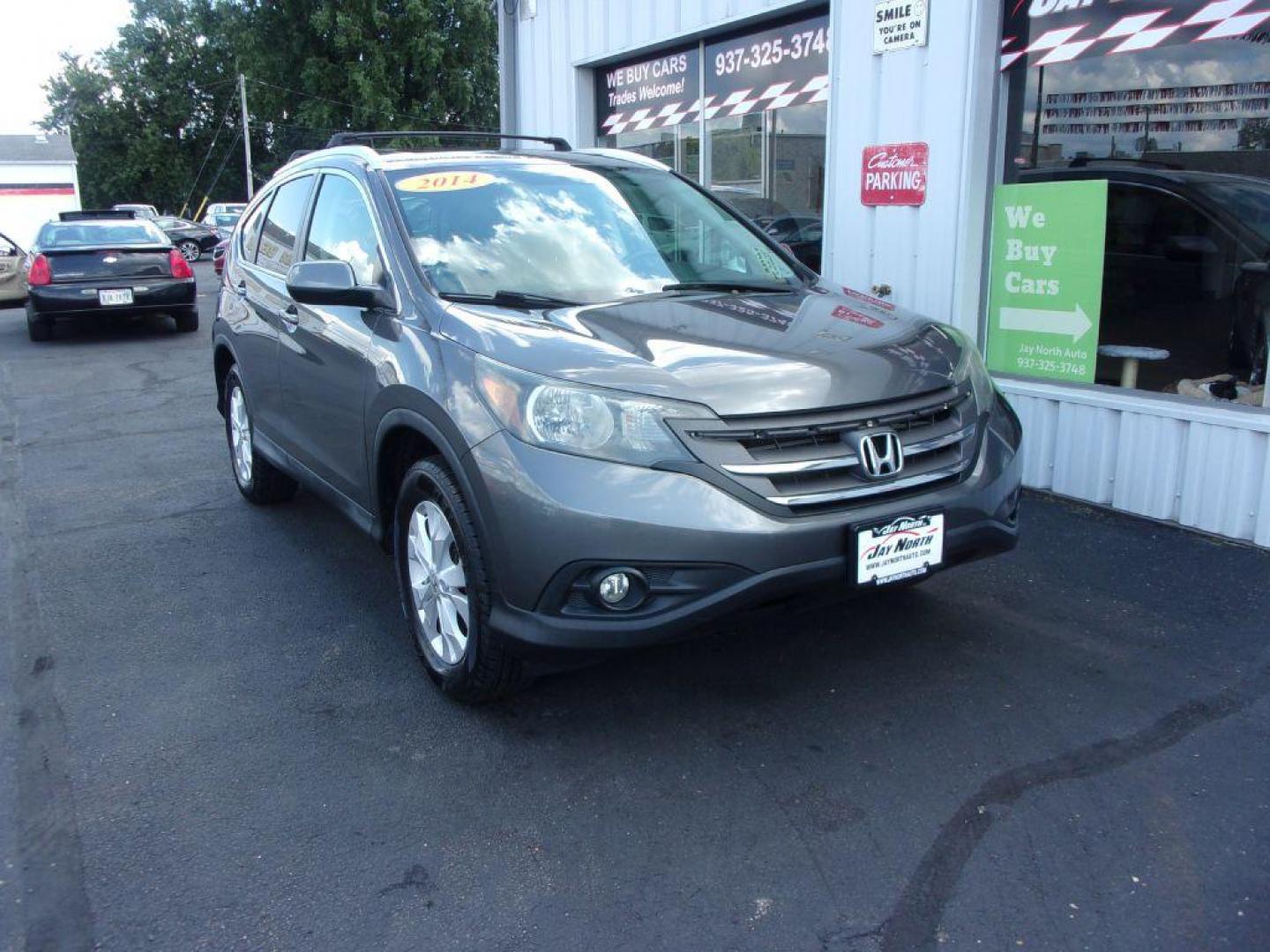 2014 GRAY HONDA CR-V EXL (2HKRM4H78EH) with an 2.4L engine, Automatic transmission, located at 501 E. Columbia St., Springfield, OH, 45503, (800) 262-7122, 39.925262, -83.801796 - Photo#2