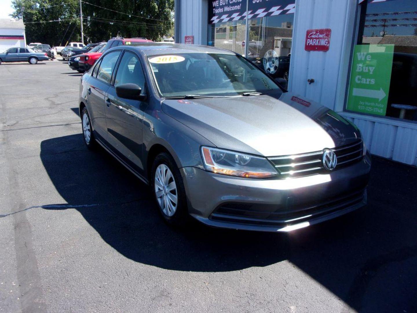 2015 GRAY VOLKSWAGEN JETTA S (3VW2K7AJ3FM) with an 2L engine, Automatic transmission, located at 501 E. Columbia St., Springfield, OH, 45503, (800) 262-7122, 39.925262, -83.801796 - Photo#1
