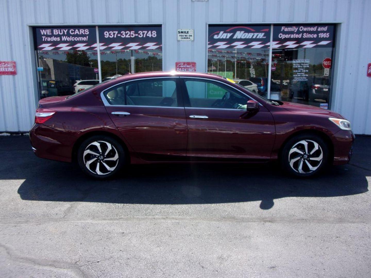 2017 RED HONDA ACCORD EXL (1HGCR3F80HA) with an 3.5L engine, Automatic transmission, located at 501 E. Columbia St., Springfield, OH, 45503, (800) 262-7122, 39.925262, -83.801796 - Photo#0