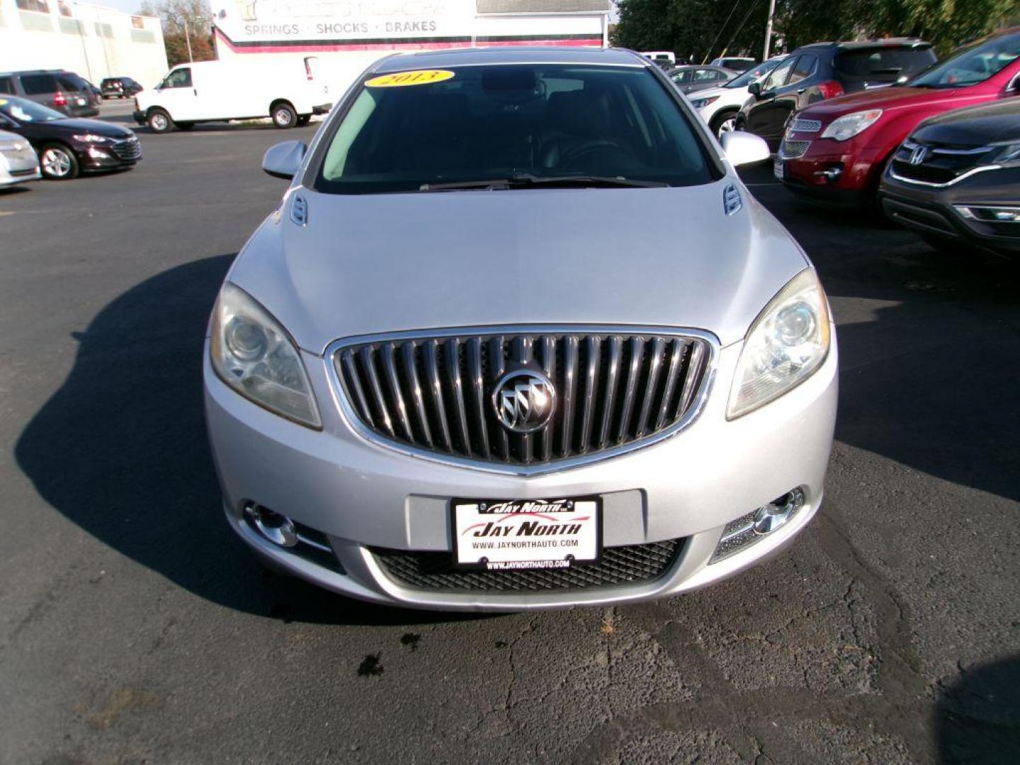 2013 SILVER BUICK VERANO LEATHER (1G4PS5SK0D4) with an 2.4L engine, Automatic transmission, located at 501 E. Columbia St., Springfield, OH, 45503, (800) 262-7122, 39.925262, -83.801796 - Photo#1