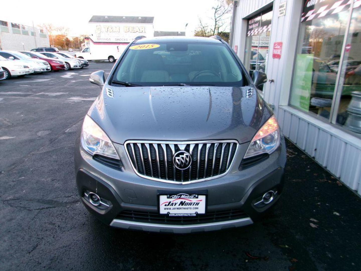2015 GRAY BUICK ENCORE PREMIUM (KL4CJHSB2FB) with an 1.4L engine, Automatic transmission, located at 501 E. Columbia St., Springfield, OH, 45503, (800) 262-7122, 39.925262, -83.801796 - *** 1 Owner *** 30 Service Records *** Premium *** All Wheel Drive *** Serviced and Detailed *** Back Up Camera *** Heated Leather Seating *** Bose Audio *** Jay North Auto has offered hand picked vehicles since 1965! Our customer's enjoy a NO pressure buying experience with a small town feel. - Photo#2