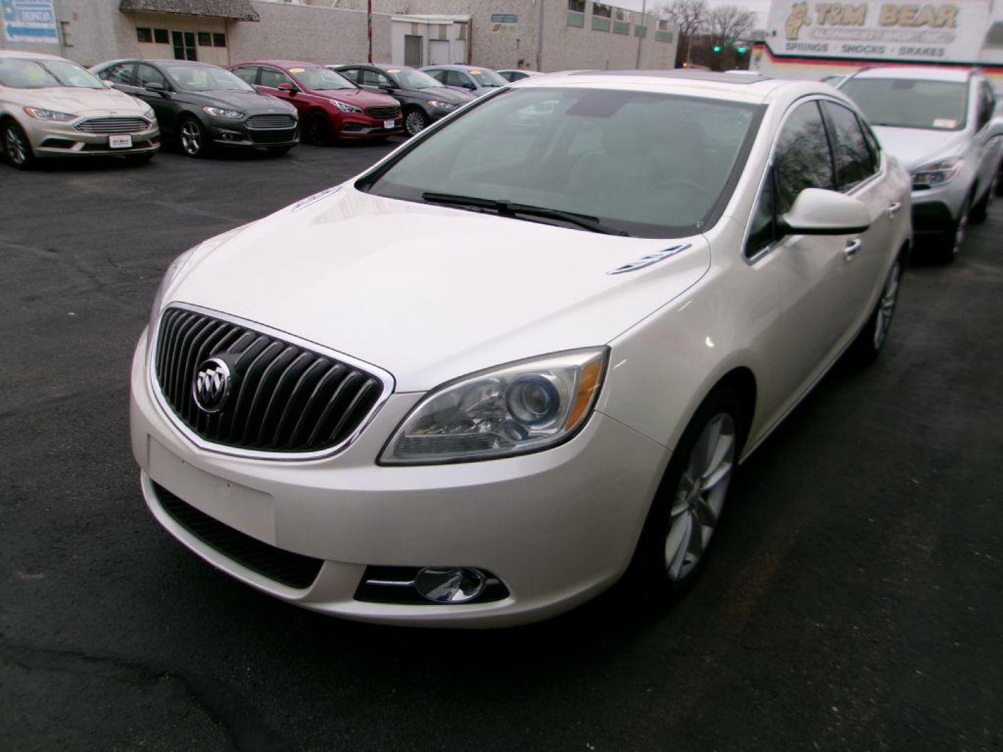 2013 WHITE BUICK VERANO LEATHER GROUP (1G4PS5SK3D4) with an 2.4L engine, Automatic transmission, located at 501 E. Columbia St., Springfield, OH, 45503, (800) 262-7122, 39.925262, -83.801796 - *** 1 Owner w/ Clean CarFax and 23 Service Records *** New Timing *** Leather *** Moonroof *** Remote Start *** Heated Seats *** Bose Audio *** Blind Spot Does Not Work *** Jay North Auto has offered hand picked vehicles since 1965! Our customer's enjoy a NO pressure buying experience with a sma - Photo#3
