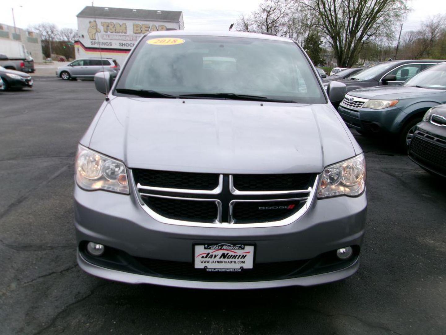 2018 SILVER DODGE GRAND CARAVAN SXT (2C4RDGCG0JR) with an 3.6L engine, Automatic transmission, located at 501 E. Columbia St., Springfield, OH, 45503, (800) 262-7122, 39.925262, -83.801796 - ***1-Owner***Clean Carfax***Power Doors***Power Lift Gate***Remote Start***Suede and Leather Seating***Serviced and Detailed*** Jay North Auto has offered hand picked vehicles since 1965! Our customer's enjoy a NO pressure buying experience with a small town feel. All of our vehicles get fully - Photo#1