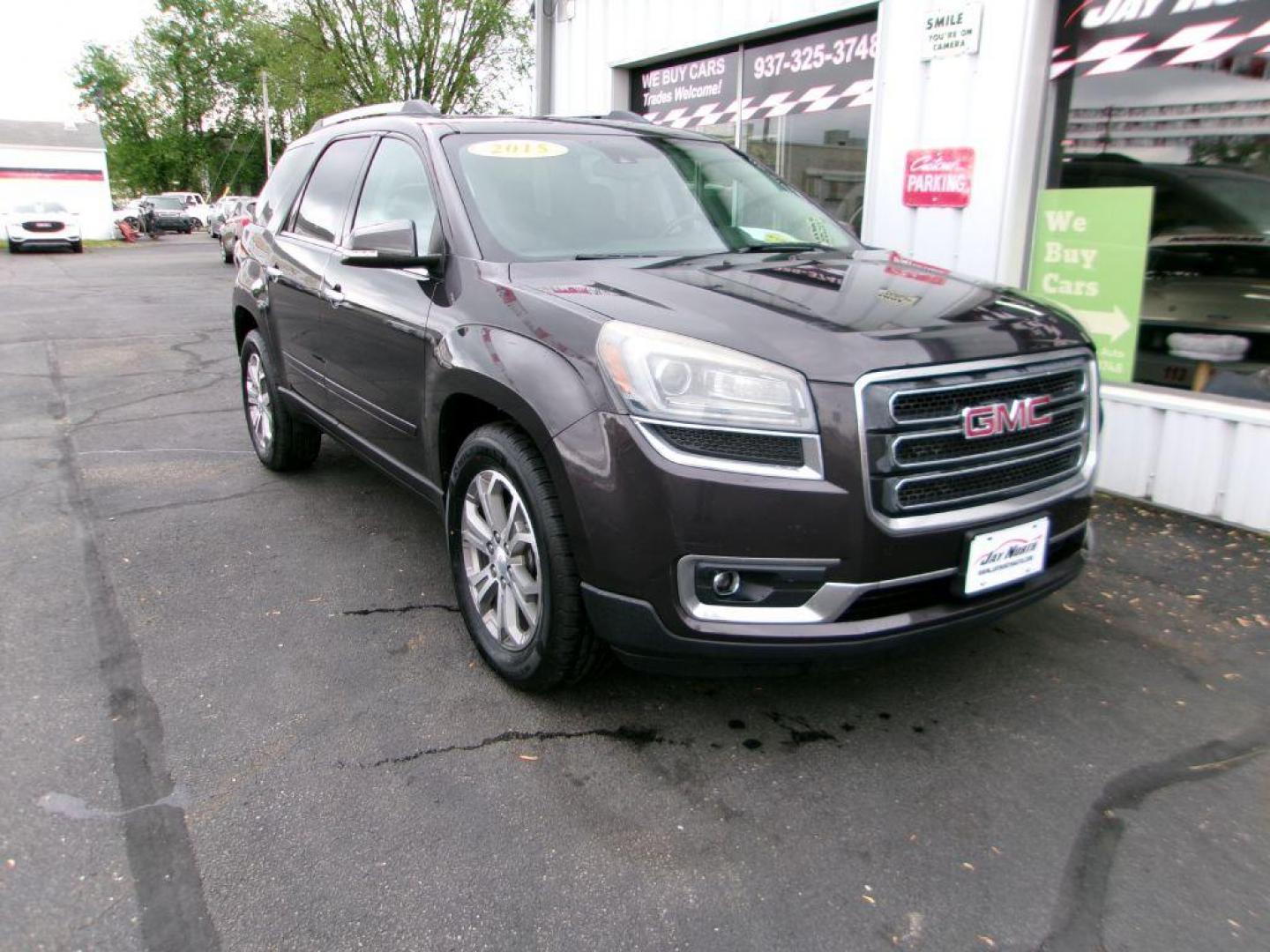 2015 GRAY GMC ACADIA SLT-1 (1GKKRRKD4FJ) with an 3.6L engine, Automatic transmission, located at 501 E. Columbia St., Springfield, OH, 45503, (800) 262-7122, 39.925262, -83.801796 - *** 1 Owner *** Clean CarFax *** V6 FWD *** Third Row *** Remote Start *** Leather *** Loaded *** Serviced and Detailed *** Jay North Auto has offered hand picked vehicles since 1965! Our customer's enjoy a NO pressure buying experience with a small town feel. All of our vehicles get fully insp - Photo#2