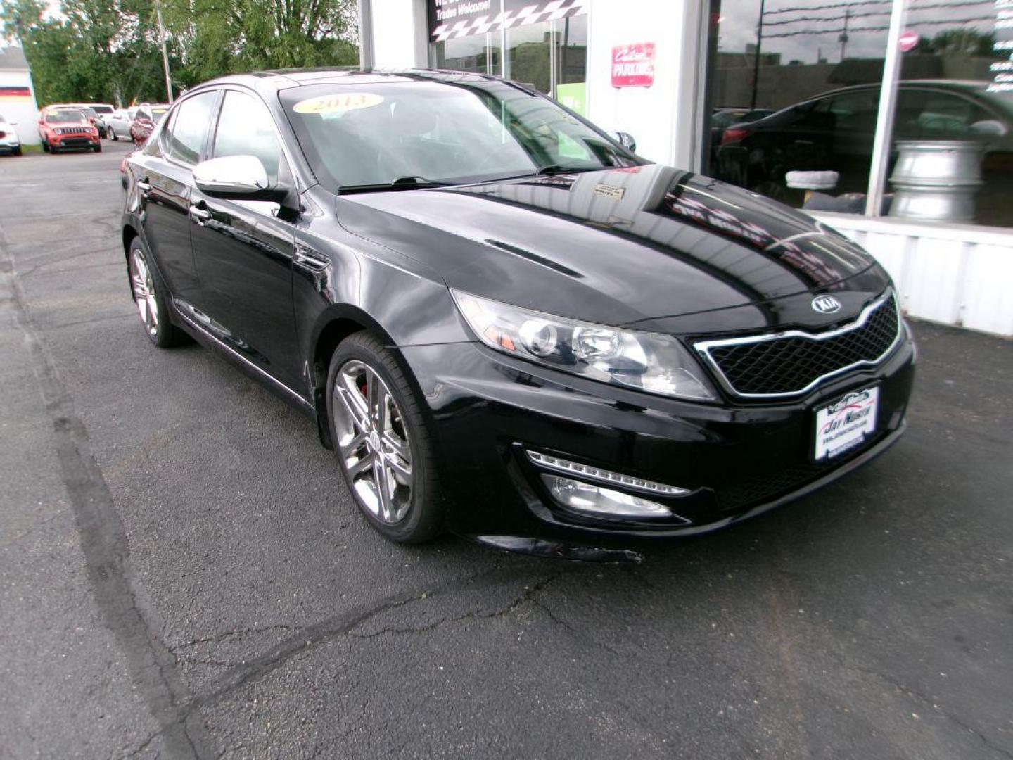 2013 BLACK KIA OPTIMA SXL (5XXGR4A6XDG) , Automatic transmission, located at 501 E. Columbia St., Springfield, OH, 45503, (800) 262-7122, 39.925262, -83.801796 - *** Local Trade *** Serviced and Detailed *** Loaded *** SX Premium Touring Package- Panoramic Sunroof- Power Folding Outside Mirrors- Infinity Audio System- UVO Powered by Microsoft- HD Radio Technology- Rear Camera Display- Power Front Passenger's Seat- Driver's Seat Memory- Heated and Cooled Fron - Photo#0