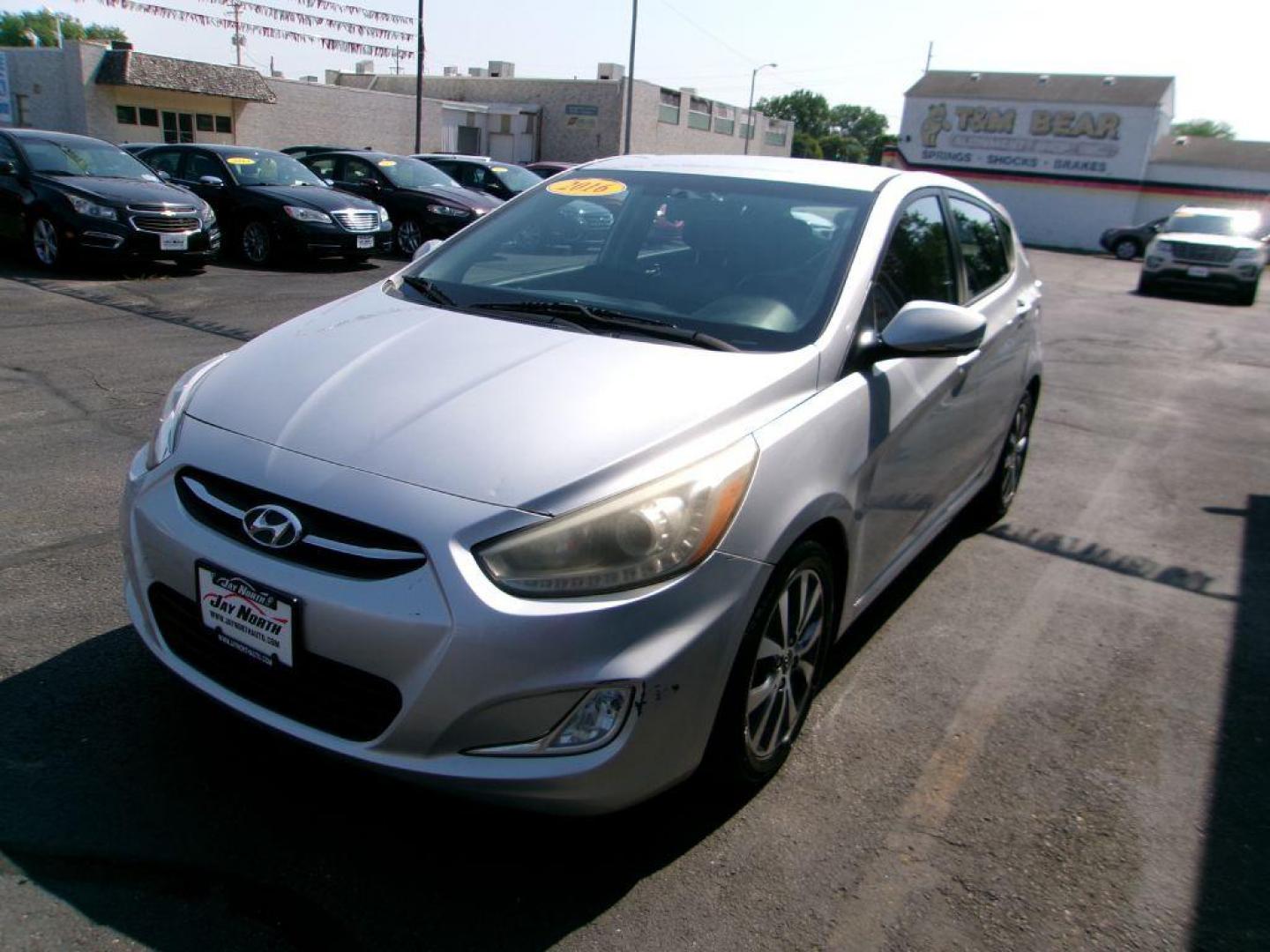 2016 SILVER HYUNDAI ACCENT SPORT (KMHCU5AE5GU) with an 1.6L engine, Automatic transmission, located at 501 E. Columbia St., Springfield, OH, 45503, (800) 262-7122, 39.925262, -83.801796 - Photo#6