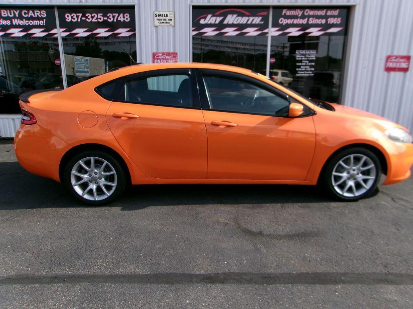 2013 ORANGE DODGE DART SXT (1C3CDFBA9DD) with an 2.0L engine, Automatic transmission, located at 501 E. Columbia St., Springfield, OH, 45503, (800) 262-7122, 39.925262, -83.801796 - Photo#1