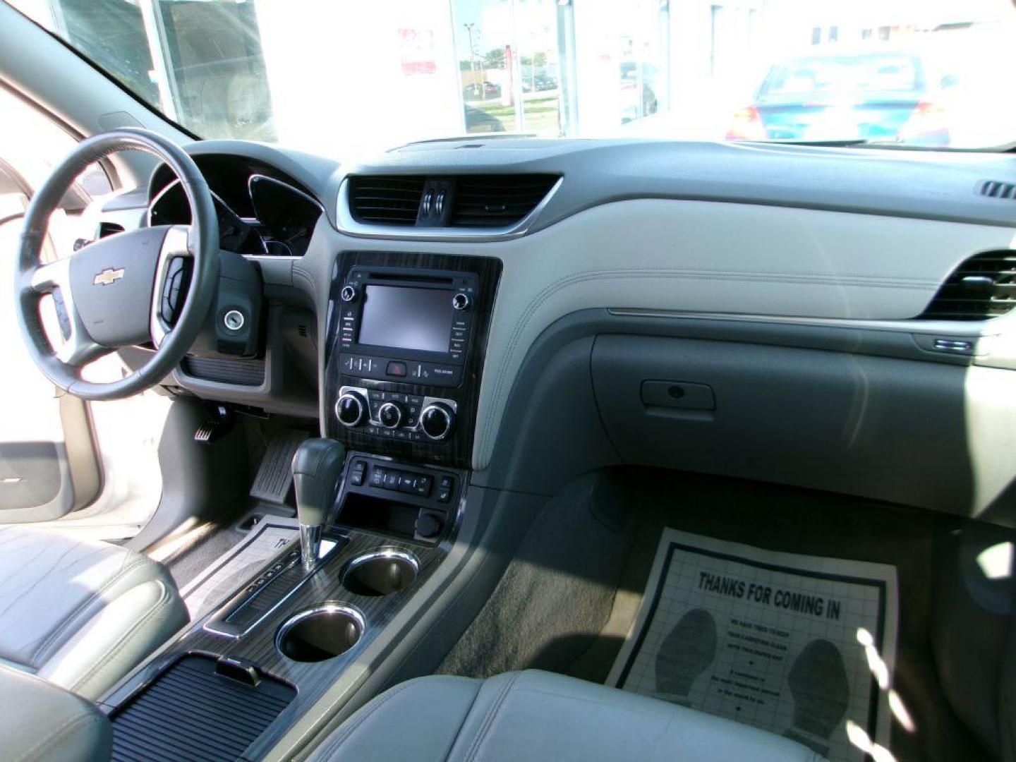 2014 WHITE CHEVROLET TRAVERSE LTZ (1GNKVJKD1EJ) with an 3.6L engine, Automatic transmission, located at 501 E. Columbia St., Springfield, OH, 45503, (800) 262-7122, 39.925262, -83.801796 - ***1-Owner***Clean Carfax***AWD***LTZ***Heated Leather Seating***3.6L V6***3rd Row Seating***Serviced and Detailed*** Jay North Auto has offered hand picked vehicles since 1965! Our customer's enjoy a NO pressure buying experience with a small town feel. All of our vehicles get fully inspected - Photo#21