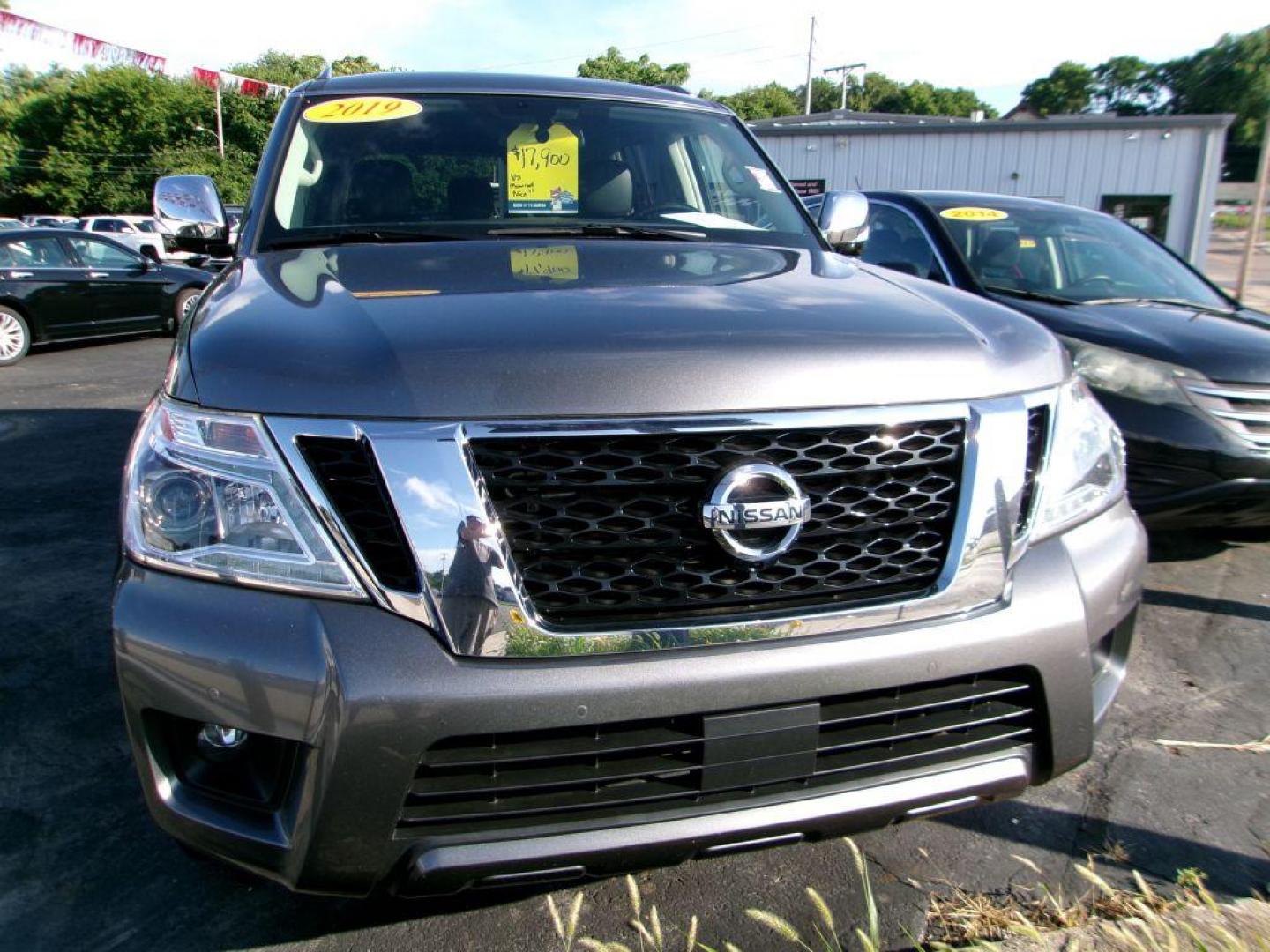 2019 GRAY NISSAN ARMADA SL (JN8AY2NC1K9) with an 5.6L engine, Automatic transmission, located at 501 E. Columbia St., Springfield, OH, 45503, (800) 262-7122, 39.925262, -83.801796 - *** 5.6L V8 *** Premium Package *** Moonroof *** Bose Audio *** Navigation *** 3rd Row Seating *** Clean CarFax w/ 16 Service Records *** Jay North Auto has offered hand picked vehicles since 1965! Our customer's enjoy a NO pressure buying experience with a small town feel. All of our vehicles - Photo#1
