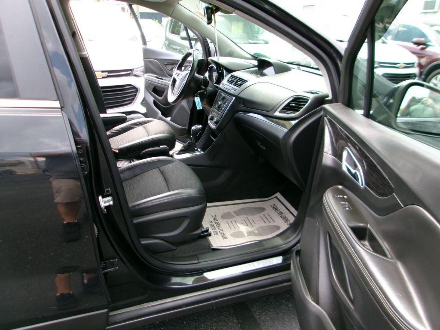 2015 BLACK BUICK ENCORE CONVENIENCE (KL4CJBSB1FB) with an 1.4L engine, Automatic transmission, located at 501 E. Columbia St., Springfield, OH, 45503, (800) 262-7122, 39.925262, -83.801796 - ***CONVENIENCE PACKAGE***FWD***1.4L***Gas Saver***Serviced and Detailed*** Jay North Auto has offered hand picked vehicles since 1965! Our customer's enjoy a NO pressure buying experience with a small town feel. All of our vehicles get fully inspected and detailed. We are a preferred dealer for - Photo#16