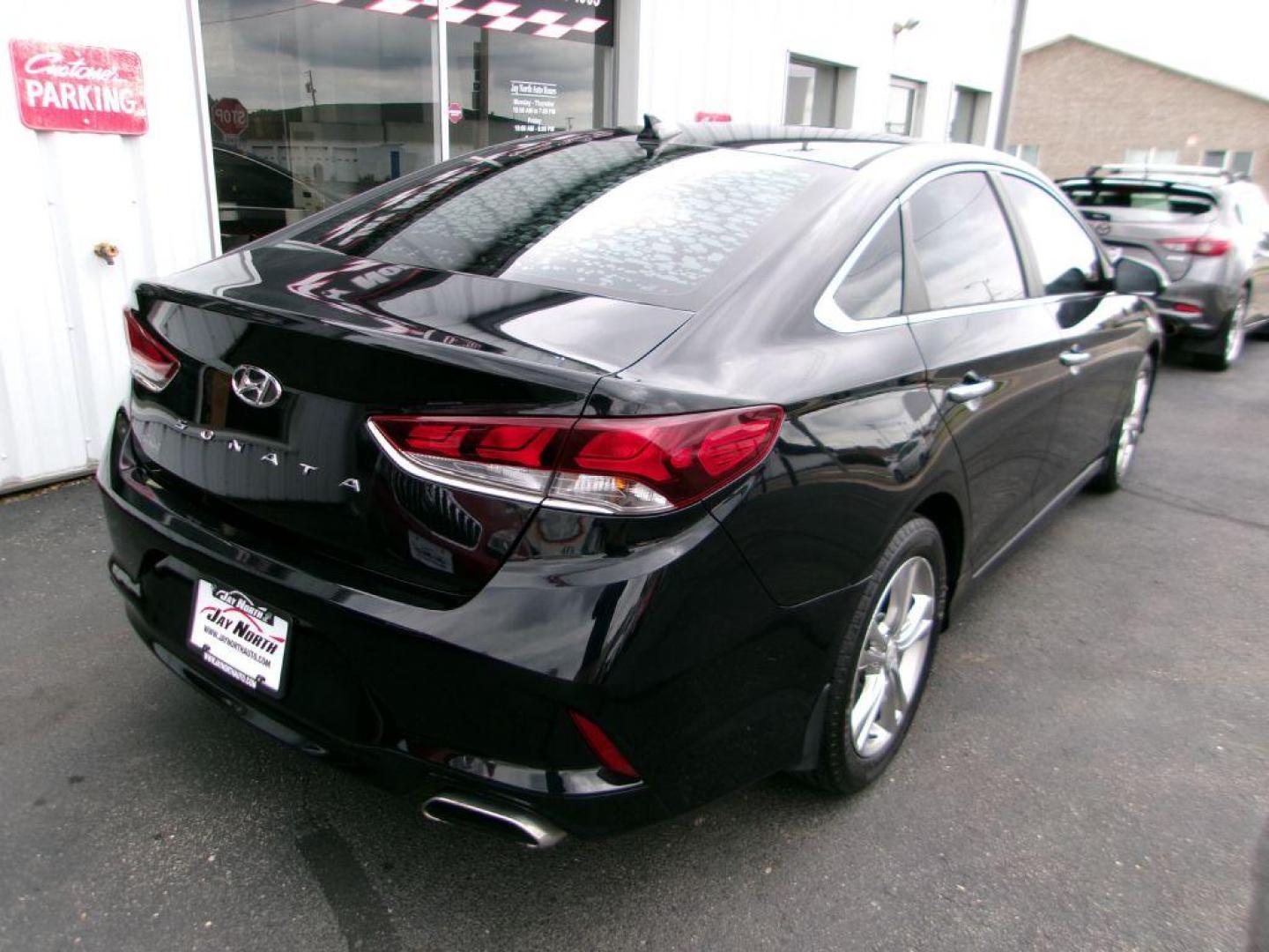2018 BLACK HYUNDAI SONATA SEL (5NPE34AF4JH) with an 2.4L engine, Automatic transmission, located at 501 E. Columbia St., Springfield, OH, 45503, (800) 262-7122, 39.925262, -83.801796 - ADVANCED SAFETY TECHNOLOGY Blind Spot Detection System w/ Rear Cross-Traffic Alert INCLUDED Vehicle Stability Management (VSM) w/ Traction Control INCLUDED ABS w/ Electronic Brake Force Distribution and Brake Assist INCLUDED Front, Front Side Impact, Side Curtain and Driver Knee Airbags - Photo#6
