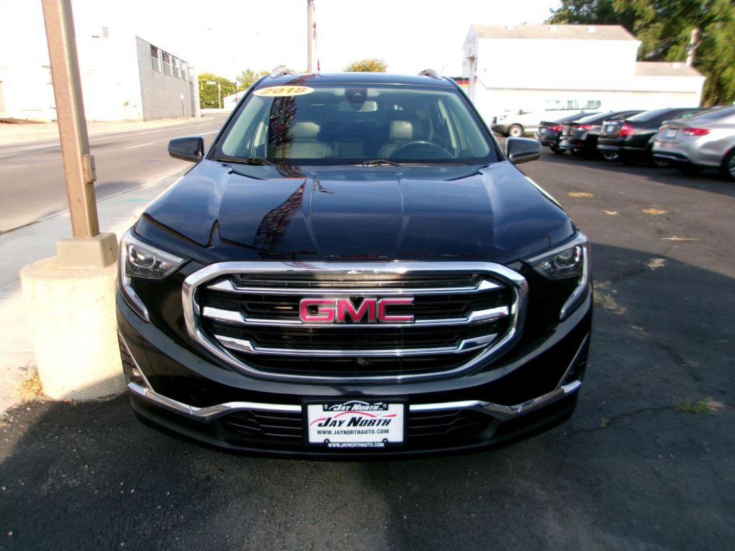 2018 BLACK GMC TERRAIN SLT (3GKALVEX8JL) with an 2.0L engine, Automatic transmission, located at 501 E. Columbia St., Springfield, OH, 45503, (800) 262-7122, 39.925262, -83.801796 - ***Clean Carfax***New Tires***SLT***New Front Brake Pads and Rotors***Leather Seating***Moonroof***Serviced and Detailed*** Jay North Auto has offered hand picked vehicles since 1965! Our customer's enjoy a NO pressure buying experience with a small town feel. All of our vehicles get fully ins - Photo#1