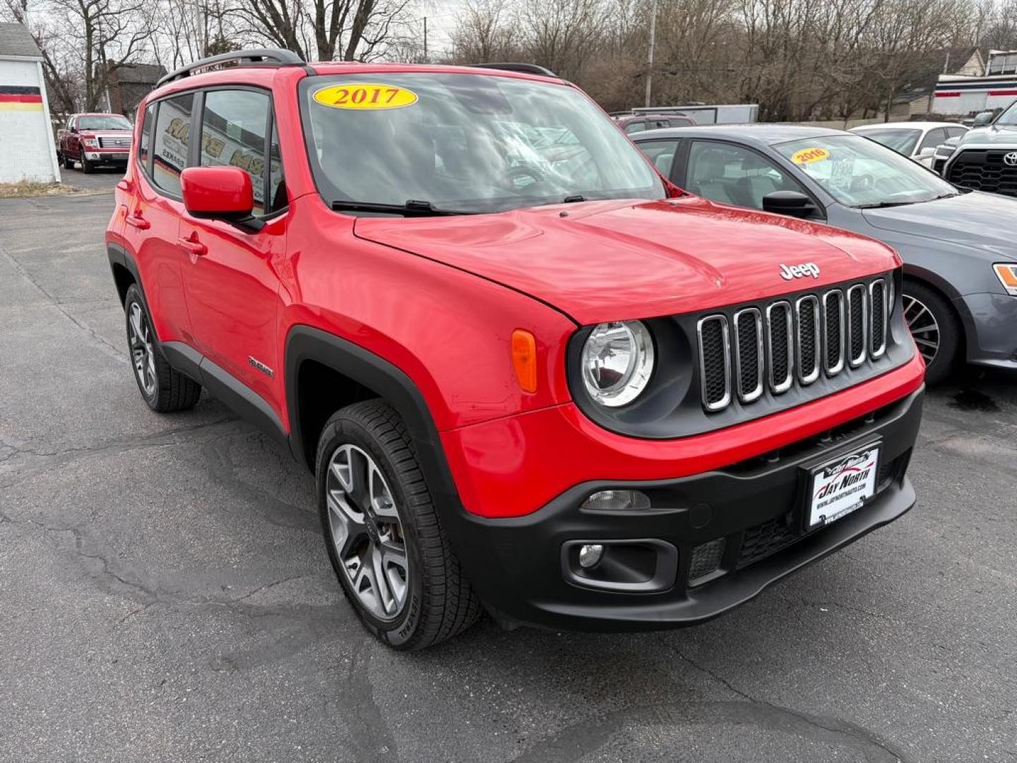 2017 RED JEEP RENEGADE LATITUDE (ZACCJBBB1HP) with an 2.4L engine, Automatic transmission, located at 501 E. Columbia St., Springfield, OH, 45503, (800) 262-7122, 39.925262, -83.801796 - ***1-Owner***Clean Carfax***Latitude***4WD***Heated Seats and Steering Wheel***Remote Start***New Front and Rear Brake Pads and Rotors***New Air Filter and Cabin Air Filter***New Spark Plugs***Fresh Oil Change*** Jay North Auto has offered hand picked vehicles since 1965! Our customer's enjoy a - Photo#0
