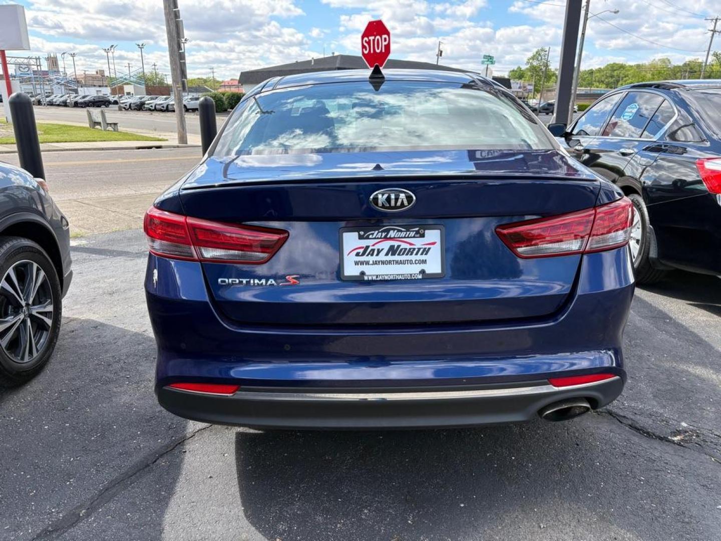 2018 BLUE KIA OPTIMA S (5XXGT4L39JG) with an 2.4L engine, Automatic transmission, located at 501 E. Columbia St., Springfield, OH, 45503, (800) 262-7122, 39.925262, -83.801796 - *** Tune Up *** New Wipers *** New Rear Brakes *** New Cabin and Air filter *** Inspection *** Oil change *** New Valve cover gasket and fuel pump gasket *** Newer Tires *** Panoramic Roof *** Premium Audio *** S sport *** Apple CarPlay *** Back Up Camera *** Blind spot w/ cross traffic alert *** Pa - Photo#2