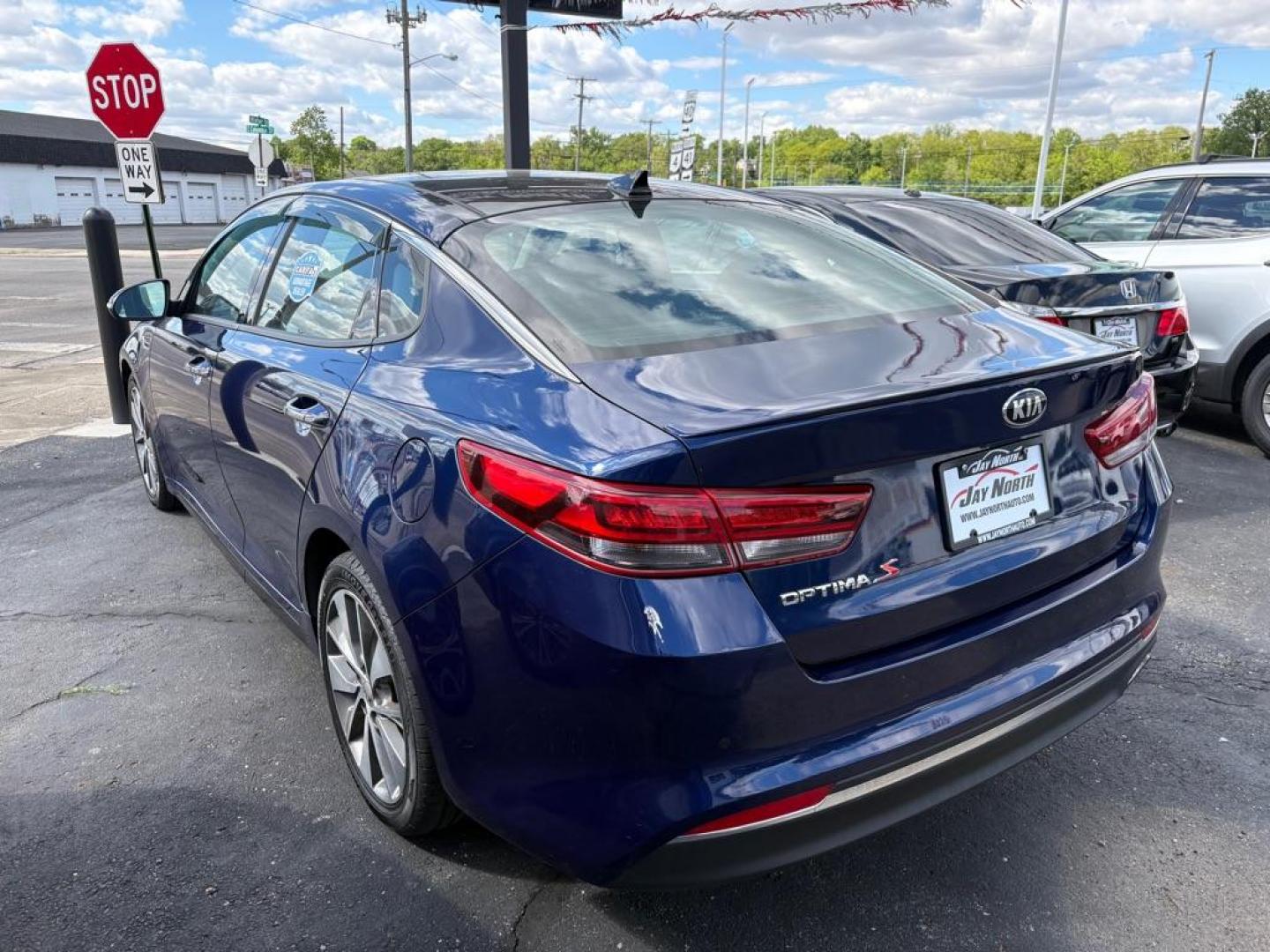 2018 BLUE KIA OPTIMA S (5XXGT4L39JG) with an 2.4L engine, Automatic transmission, located at 501 E. Columbia St., Springfield, OH, 45503, (800) 262-7122, 39.925262, -83.801796 - *** Tune Up *** New Wipers *** New Rear Brakes *** New Cabin and Air filter *** Inspection *** Oil change *** New Valve cover gasket and fuel pump gasket *** Newer Tires *** Panoramic Roof *** Premium Audio *** S sport *** Apple CarPlay *** Back Up Camera *** Blind spot w/ cross traffic alert *** Pa - Photo#3
