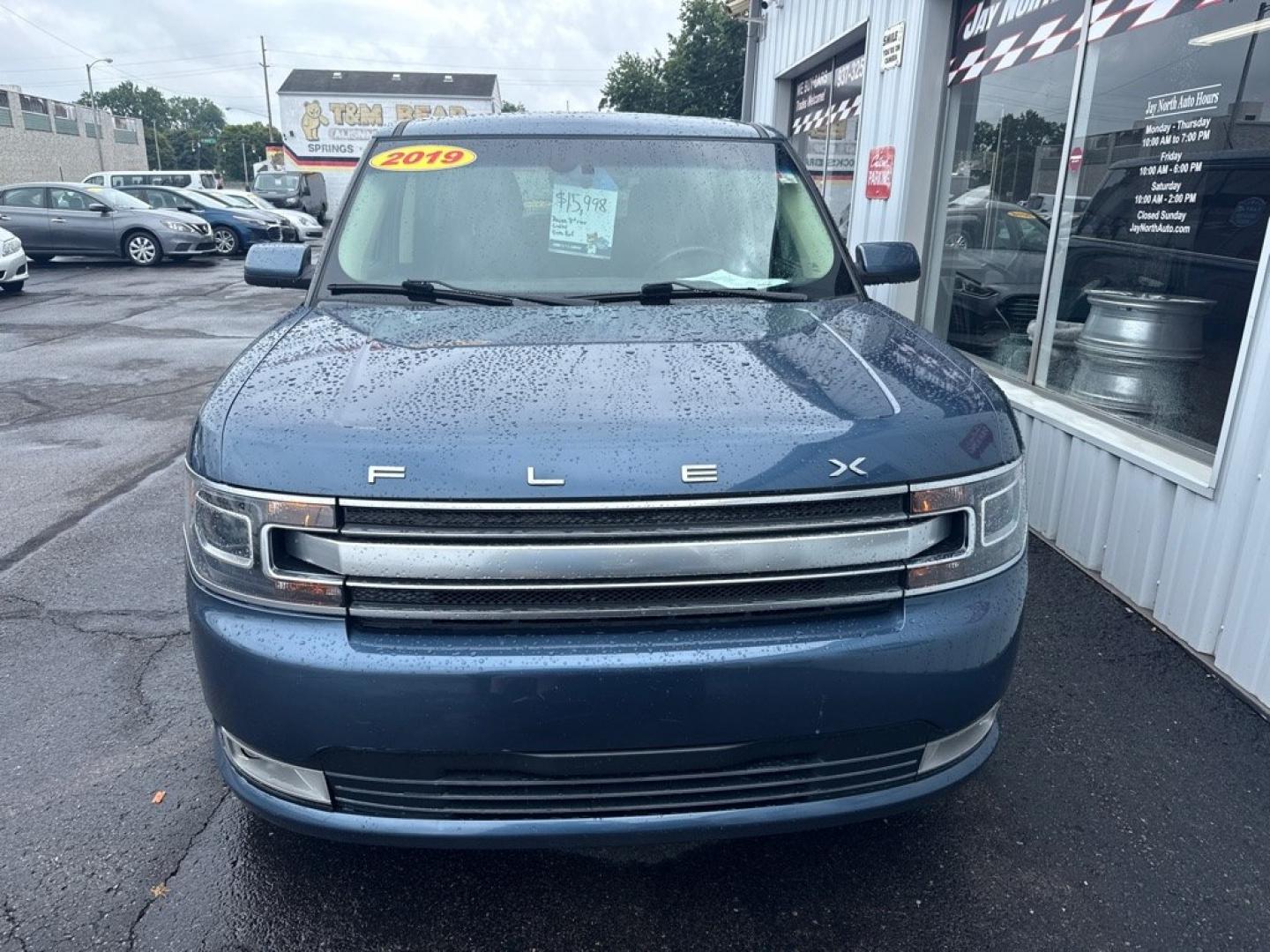 2019 BLUE FORD FLEX LIMITED (2FMHK6D81KB) with an 3.5L engine, Automatic transmission, located at 501 E. Columbia St., Springfield, OH, 45503, (800) 262-7122, 39.925262, -83.801796 - *** New Tires *** Limited *** 3.5L V6 AWD *** Remote Start *** Third Row Seating *** Inspection *** Oil Change *** New Cabin and Air Filter *** EQUIPMENT GROUP 301A ACTIVE PARK ASSIST ADAPT CRUISE/COLLI WARNING POWERFOLD 3RD ROW SEAT 10-WAY HTD/COOLED FRONT SEATS PWR TILT TELE STEERING COL- Photo#1