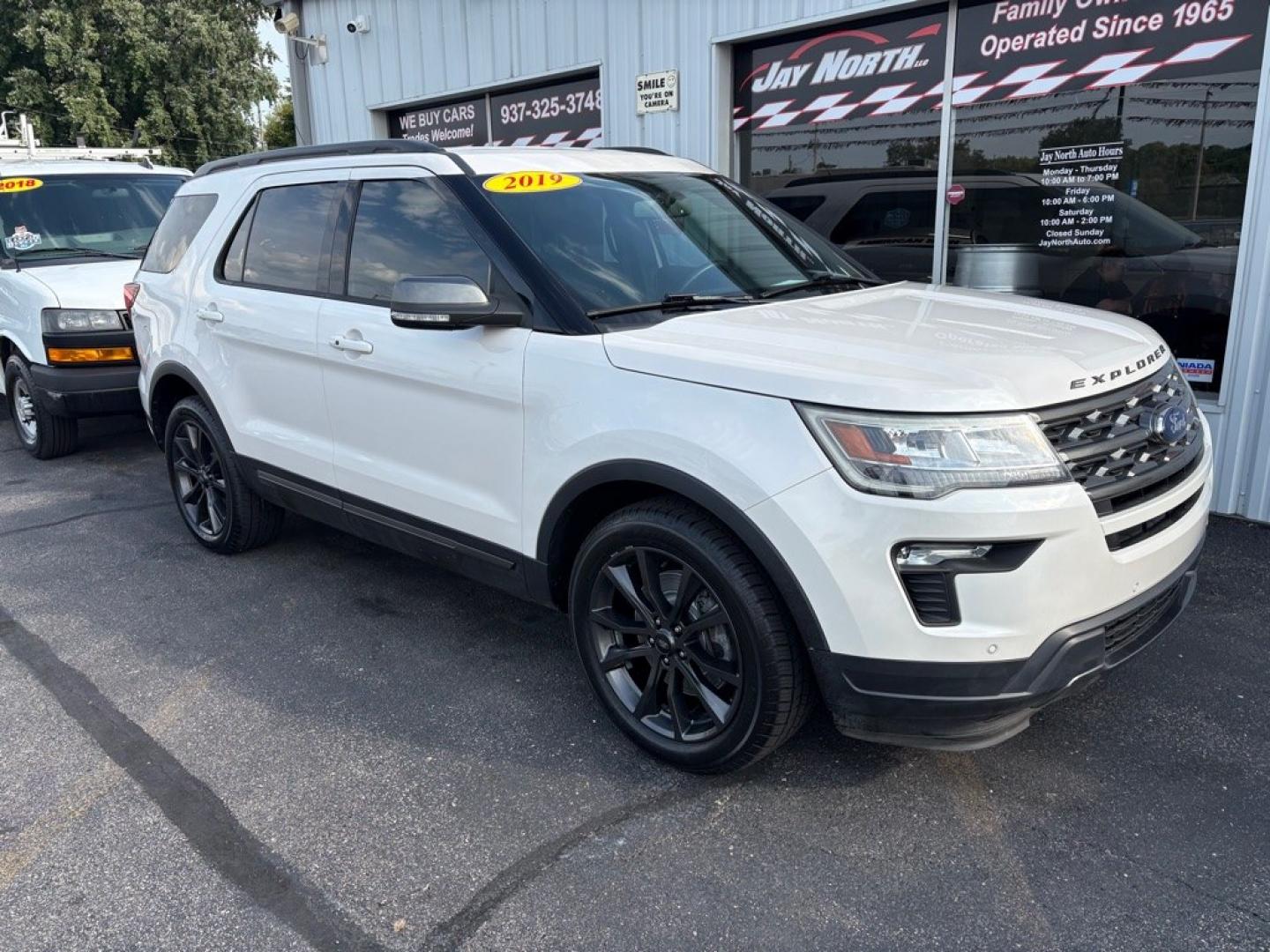2019 WHITE FORD EXPLORER XLT (1FM5K8D83KG) with an 3.5L engine, Automatic transmission, located at 501 E. Columbia St., Springfield, OH, 45503, (800) 262-7122, 39.925262, -83.801796 - ***Clean Carfax***XLT Sport Appearance Package***Heated Leather and Suede Seating***Navigation***Blind Spot***Power Lift Gate***2nd Row Bucket Seats***Heated Steering Wheel***New Tires***All New Brakes***Fresh Oil Change*** Jay North Auto has offered hand picked vehicles since 1965! Our custome- Photo#0
