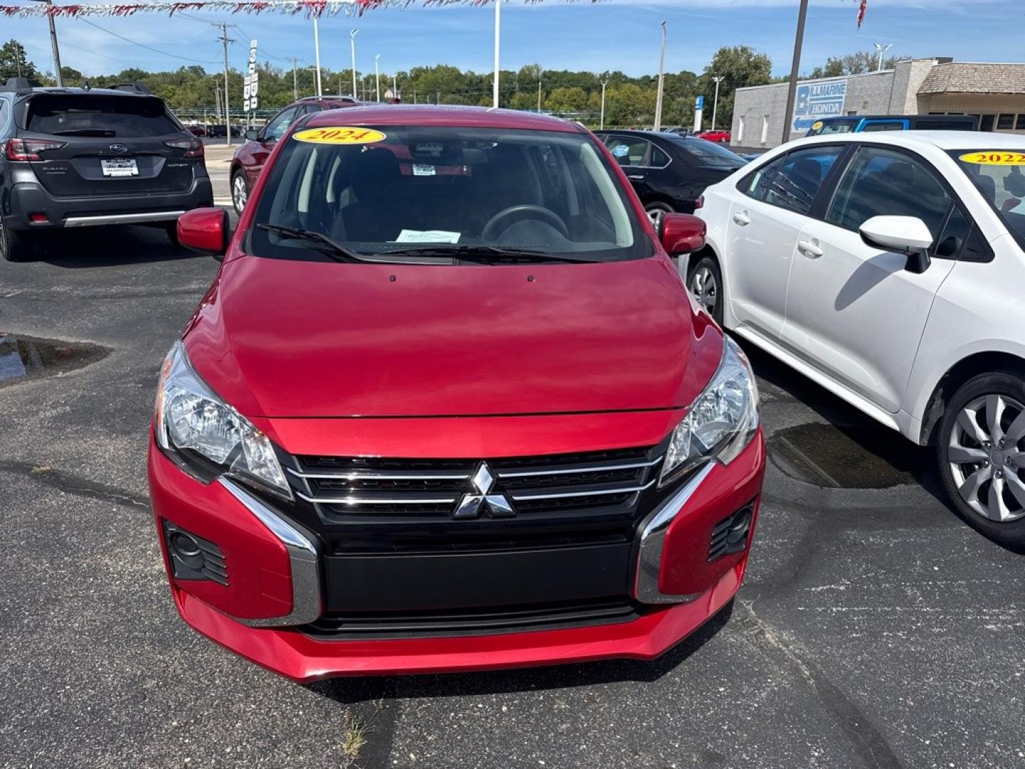 2024 RED MITSUBISHI MIRAGE ES (ML32AUHJ0RH) with an 1.2L engine, Continuously Variable transmission, located at 501 E. Columbia St., Springfield, OH, 45503, (800) 262-7122, 39.925262, -83.801796- Photo#1